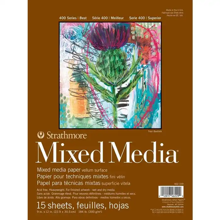 Strathmore 400 Series Mixed Media Pad, 9 x 12 Inches, 184 Pound, 15 Sheets Reduced Price